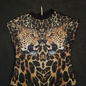 Black Leopard face print
